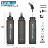 Kiperaid 500ml Collapsible Soft Flask with 360° Rotatable Straw