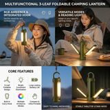 3-Leaf Foldable Camping Lantern & Spotlight (Type-C Rechargeable)-KiperAid KC-3L