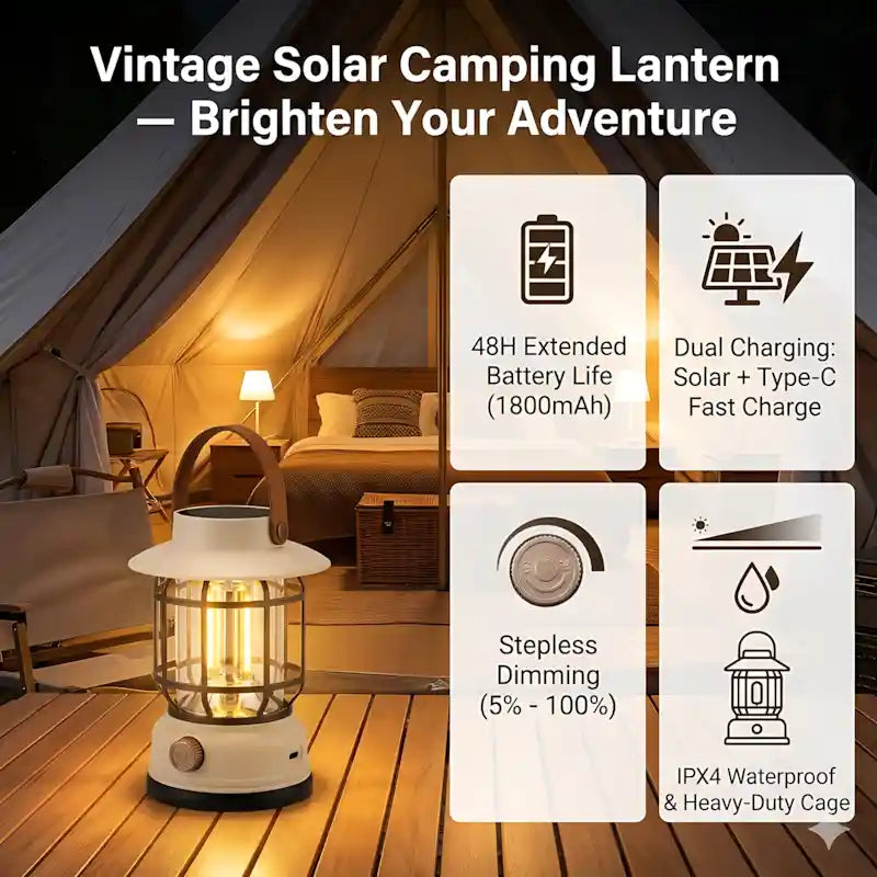 vintage solar camping lantern